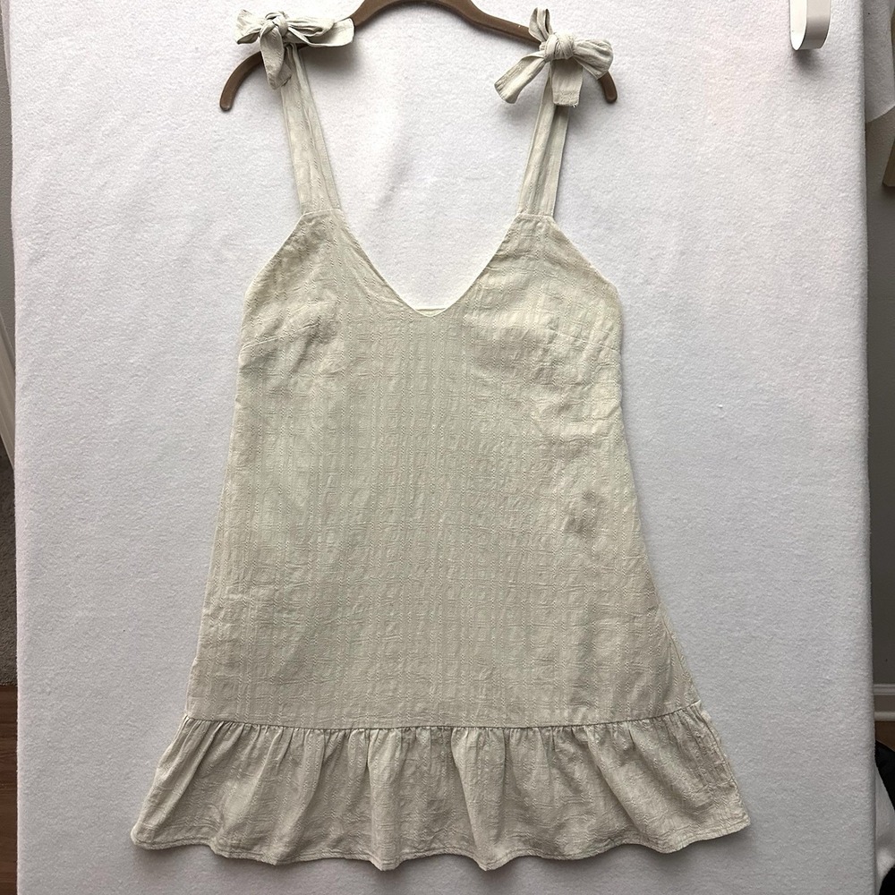 Here Comes The Sun XS Dress Tie Shoulder Mint Green Textured‎ Pockets Mini